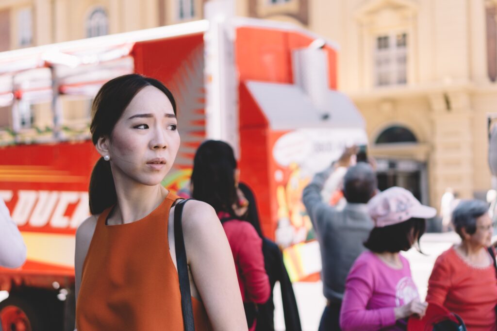 A woman is feeling worry