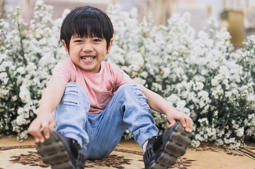 Cute and cheerful asian child